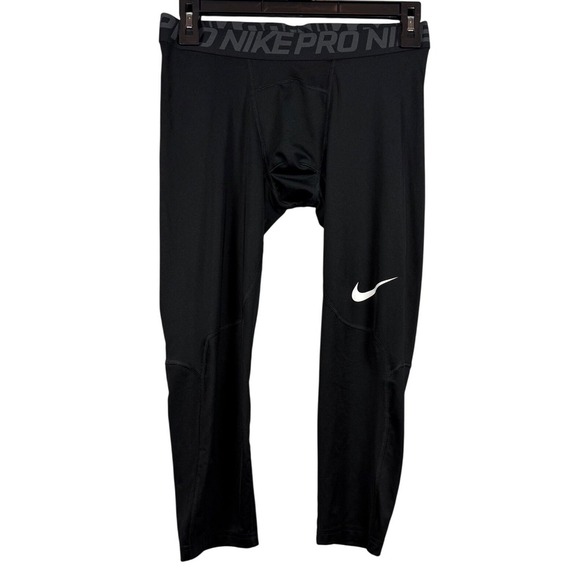 NIKE Pro Men's Dri-FIT 3/4-Length Fitness Tightss, Gray and Black, Size Medium - Picture 2 of 15